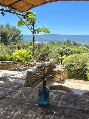 a field of purple flowers with trees in the background at Mas du Loriot in Murs
