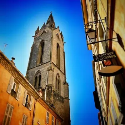 a church steeple on top of a building at Appartement au coeur du centre historique in Aix-en-Provence
