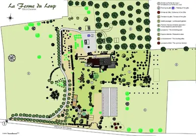 a site plan of a park at La ferme du Loup in Cucuron