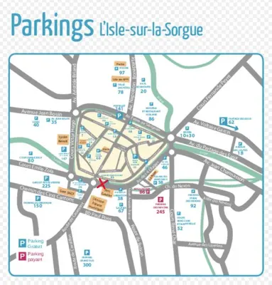 a map of the city of singapore with a red dot at Cozy apartment in LʼIsle-sur-la-Sorgue
