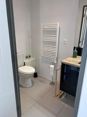 a bathroom with a white sink and a mirror at Les escapades Provençales in Aix-en-Provence