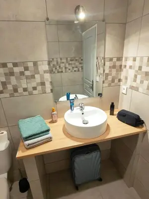 a bathroom with a sink and a mirror at Joli appartement Urbain in Cavaillon