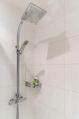 a shower with a shower head in a bathroom at Bel appartement près du Cours Mirabeau in Aix-en-Provence