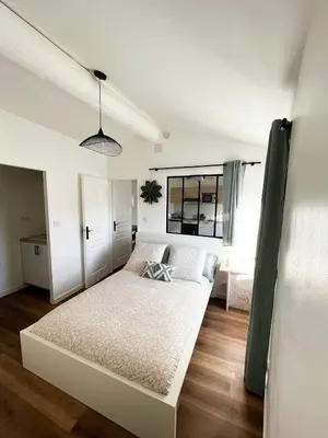 a bedroom with a large bed in a room at Charmant appartement indépendant in Cavaillon
