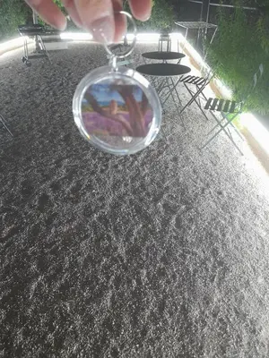 a person holding a key chain with a picture in it at Gîte La Chouette Hulotte classé 3 étoiles Spa, Mt Ventoux, Parc Spirou in Flassan