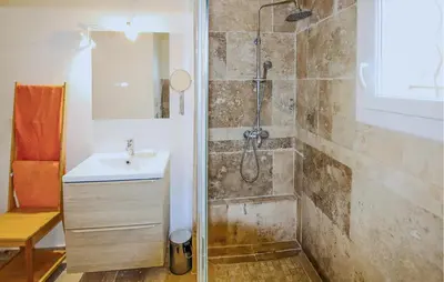 a bathroom with a shower and a sink at Awesome Apartment In Carpentras in Carpentras