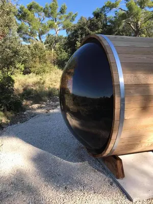 a hot tub with a view of the ocean at Gîte Lavande vue Luberon 33 hectares piscine Spa Sauna au cœur de Provence in Saumane-de-Vaucluse