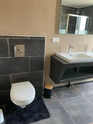a bathroom with a toilet and a sink at Maison du soleil in Caumont-sur-Durance