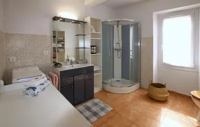 a bathroom with a shower and a sink at Amazing Home In Lagnes in Lagnes