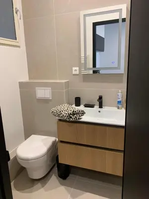 a bathroom with a sink and a toilet and a mirror at Studio au cœur d Aix en Provence in Aix-en-Provence
