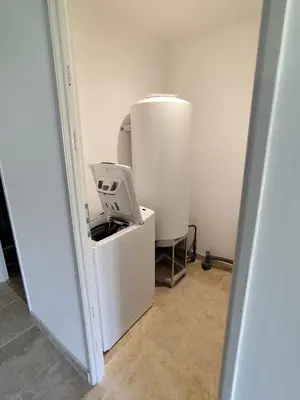 a small room with a water boiler and a room with a room at Gite le pèlerin in Sault-de-Vaucluse