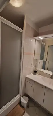 a bathroom with a sink and a toilet and a mirror at Le Belvédère, Air Conditioning, Freepark 6p in Aix-en-Provence