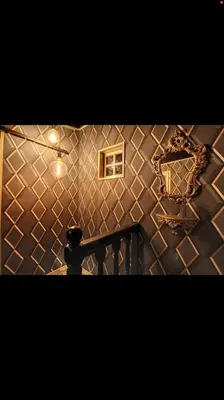 a hallway with a tile wall with a mirror at L'Or du Temps - Jacuzzi privé in Lançon-Provence