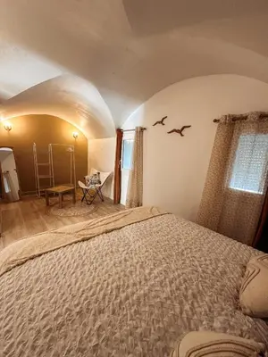 a bedroom with a large bed in a room at Cosy Cœur Alpilles, T2 neuf in Aureille