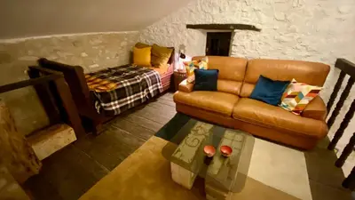 a bedroom with a bed in a room at La Mistraline, in the center of the Luberon, Provence 2 bedroom, 2 bath Village House in Caseneuve