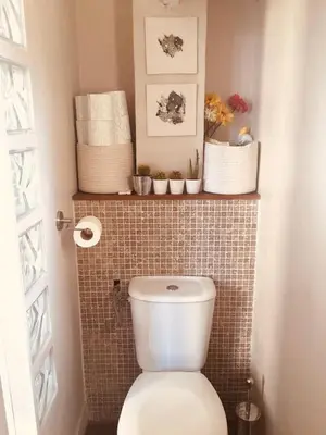 a bathroom with a toilet and a shelf with plants at Provencal villa with pool and large terrace in Rognac