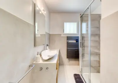 a bathroom with a sink and a shower at Villa La Belle Vie in Gordes