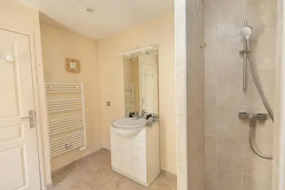 a bathroom with a sink and a shower at Le Lavandin - 3 to 4 beds - Hypercentre - Wifi in Apt