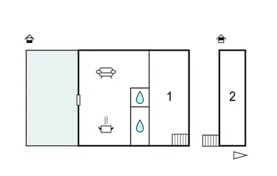 a diagram of a bathroom with two showers at Maison Avec Jacuzzi in Mazan