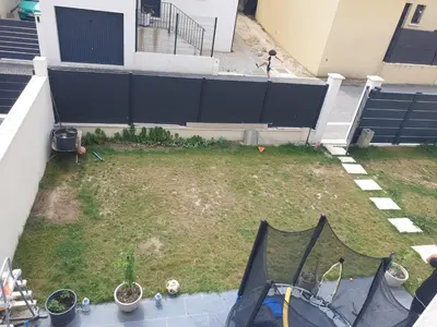 an aerial view of a backyard with a tent at Villa in Carpentras