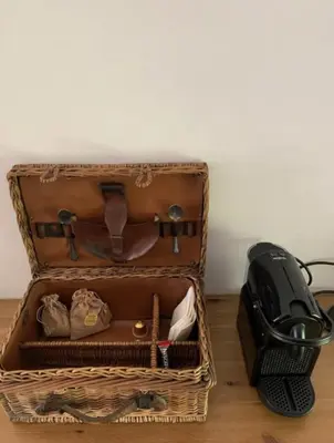 two suitcases sitting on top of a wooden floor at Peaceful Studio With Private Pool In Luberon in Ansouis