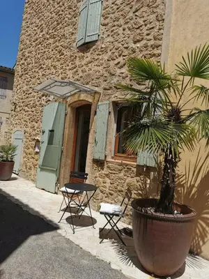 a plant in a pot in front of a building at Trés jolie bastidon de village in Puyvert