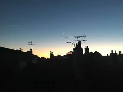 a silhouette of a city with the sky in the background at Large studio with terrace and air conditioning in Aix-en-Provence