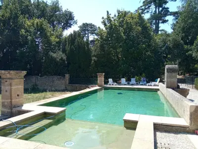 an aerial view of an estate with a train at Maison de famille dans les amandiers Provence 15 prs - Domaine de Ribbe in Rognes