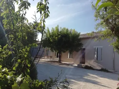 a view of the house from the garden at Fully renovated Provençal farmhouse in Châteauneuf-de-Gadagne