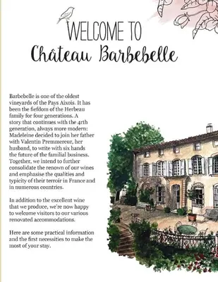 a page of a book with a drawing of a house at Maison du Berger - Vignoble Château Barbebelle, Rognes, maison provençale avec jardin partagé et parking - proche d'Aix-en-Provence - 5 personnes in Rognes