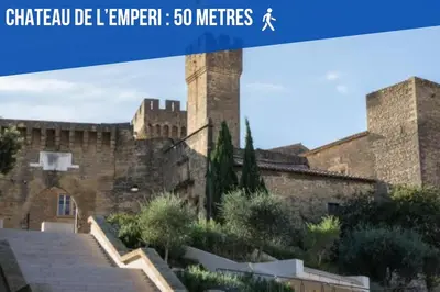 a view of a large castle with buildings at Studio Cosy au Cœur de la Ville in Salon-de-Provence