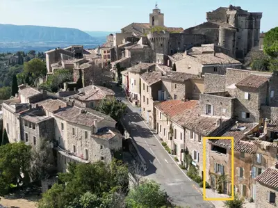 an aerial view of a village in theubergianprovence at L'oustau étoilé in Gordes