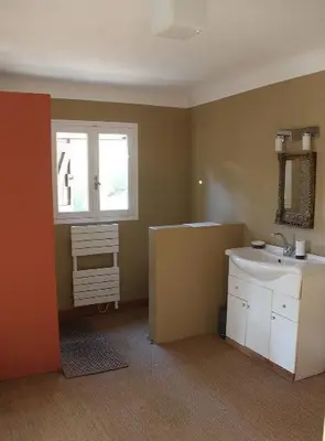 a bathroom with a sink and a window at agréable séjour en Luberon in Puget