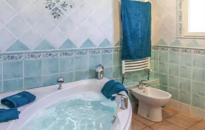 a bathroom with a bath tub and a toilet at Awesome Home In Saint Didier in Saint-Didier