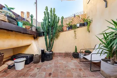a patio with a bunch of potted plants at Exceptional apartment in Aix-en-Provence