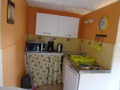 a small kitchen with a sink and a microwave at Les Granges in Villars