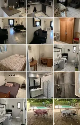 a collage of different pictures of a room at Bel appartement de vacances 6 personnes in Caumont-sur-Durance