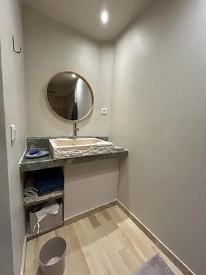 a bathroom with a sink and a mirror at Maison Satine in Noves