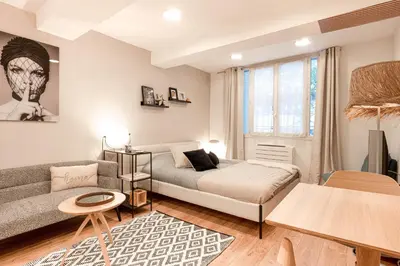 a bedroom with a bed and a couch at Appartement Aix centre ville in Aix-en-Provence