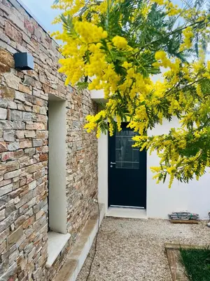 a living room with a couch and a table at Appart Ethan PROCHE DU CENTRE AVEC PARKING ET JARDIN in Aix-en-Provence