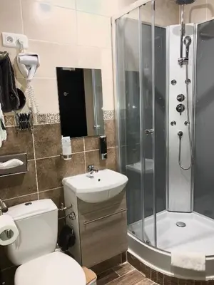 a bathroom with a shower and a toilet and a sink at Hôtel de Charme Le Provence in Salon-de-Provence