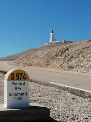 a sign on the side of a road with a lighthouse at L'oustau des euses in Bédoin