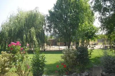 a garden with flowers and trees and a house at Lou mas li Pitchoun 
