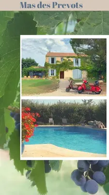 a collage of two pictures of a house and a pool at Mas des Prevots B&B in Noves
