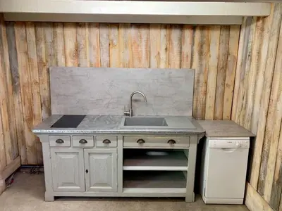 a kitchen with a sink and a stove at Mas des Prevots B&B in Noves