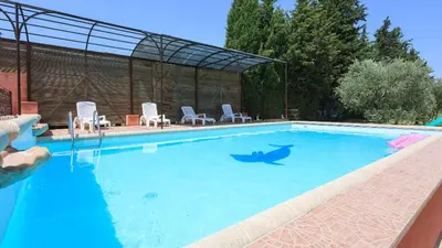a swimming pool with a shark in the water at Mas Michel et Josiane in Monteux