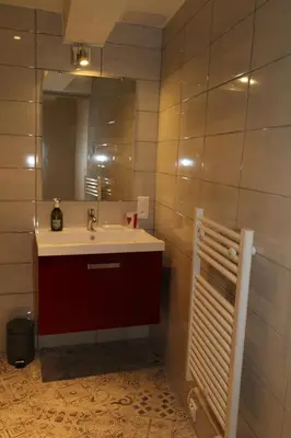 a bathroom with a sink and a mirror at La Bignone in LʼIsle-sur-la-Sorgue