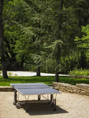 a ping pong table in the middle of a park at Mas La Bellevue in Murs