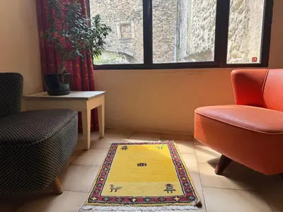 a room with two chairs and a rug on the floor at Belle de Nuit in Oppède