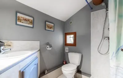 a bathroom with a toilet and a sink and a shower at Cozy Home In Pernes Les Fontaines in Pernes-les-Fontaines